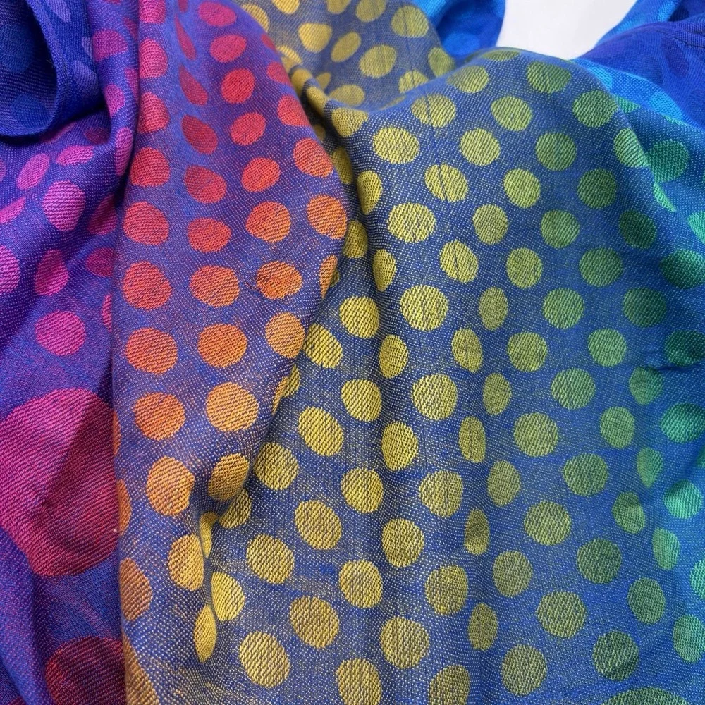 Cachemire Scarf 100% Cashmere Polka Dot Italy Color Block Rainbow Polka Dot Read